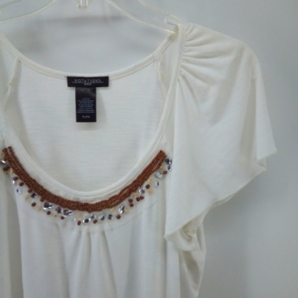 NWT Notations Petite White Stones Flutter Sleeve Early 2000's Style PL Top - Picture 1 of 8